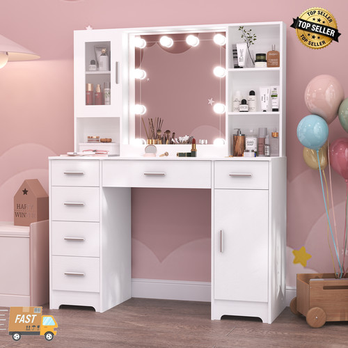 White makeup table - white, with