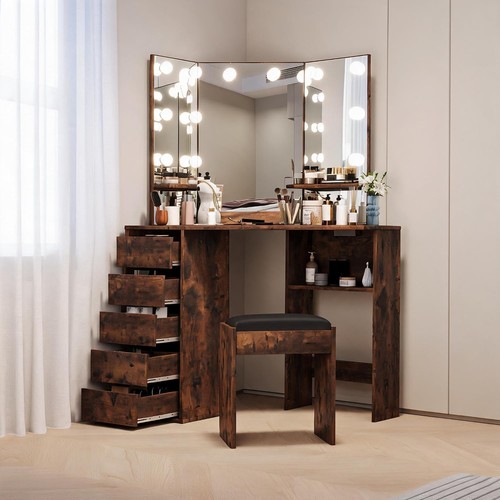 Corner makeup vanity desk tri - makeup,