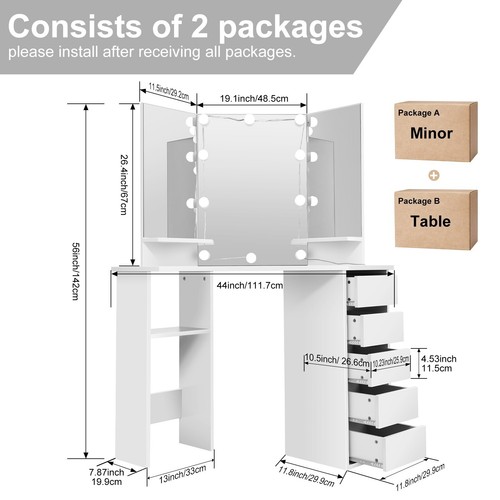 Corner makeup vanity desk - corner,