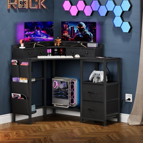 Corner computer desk with - computer,