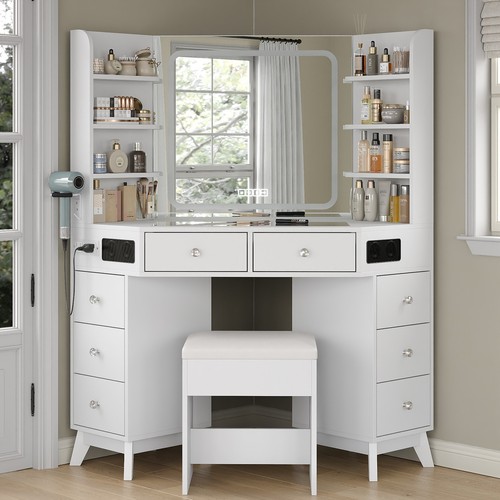Corner vanity desk - vanity, with