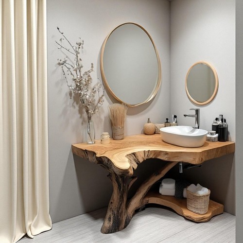 Natural wood corner bathroom - corner,