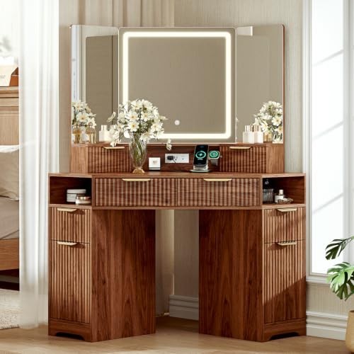 Corner makeup vanity desk - makeup, with