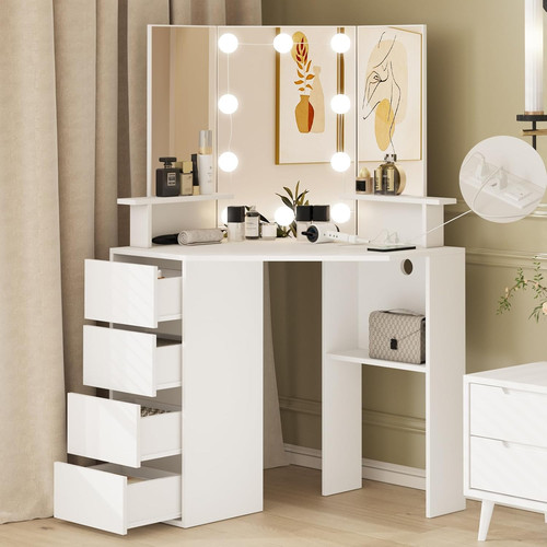 Corner vanity desk - corner, mirror